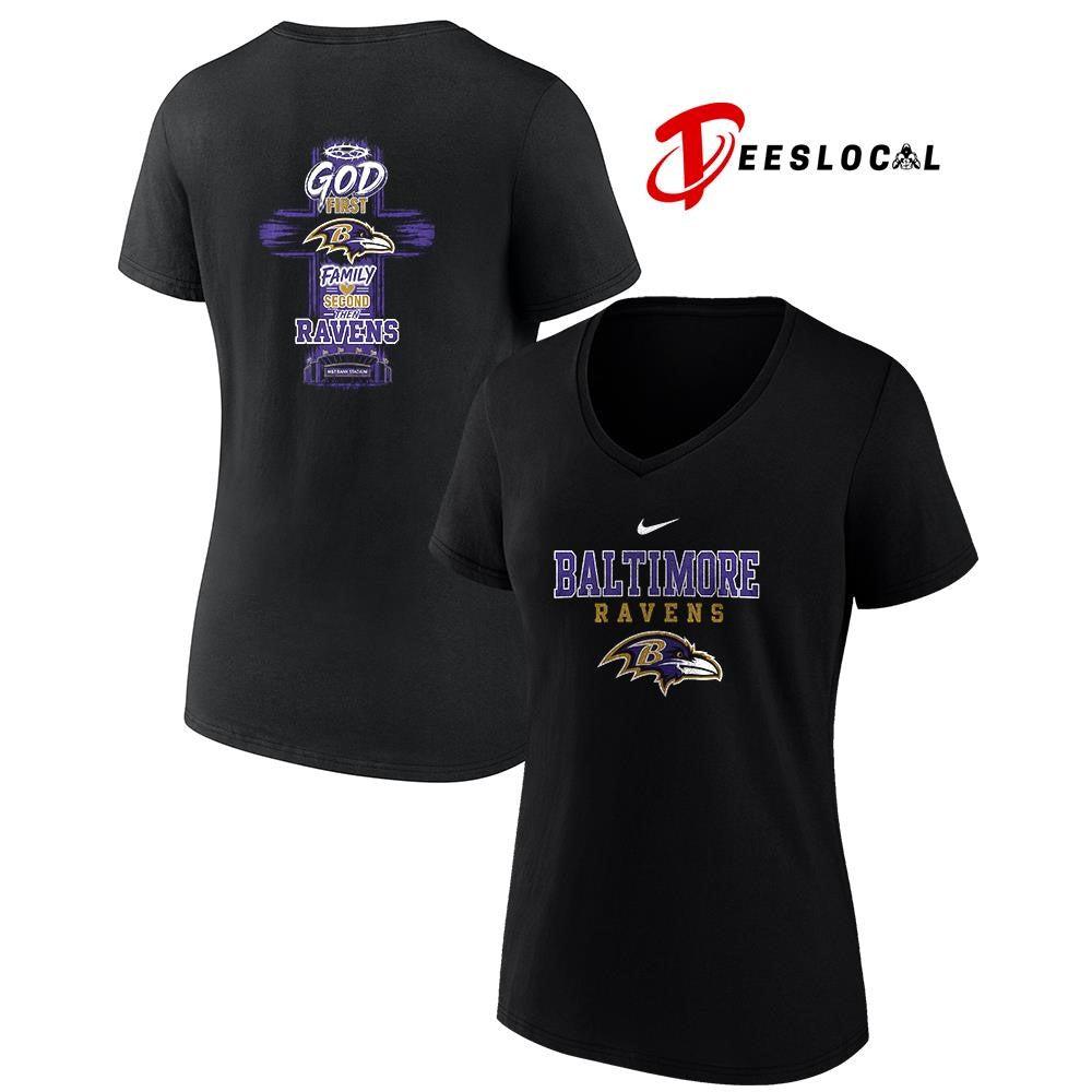 Baltimore Ravens God first family second cross shirt