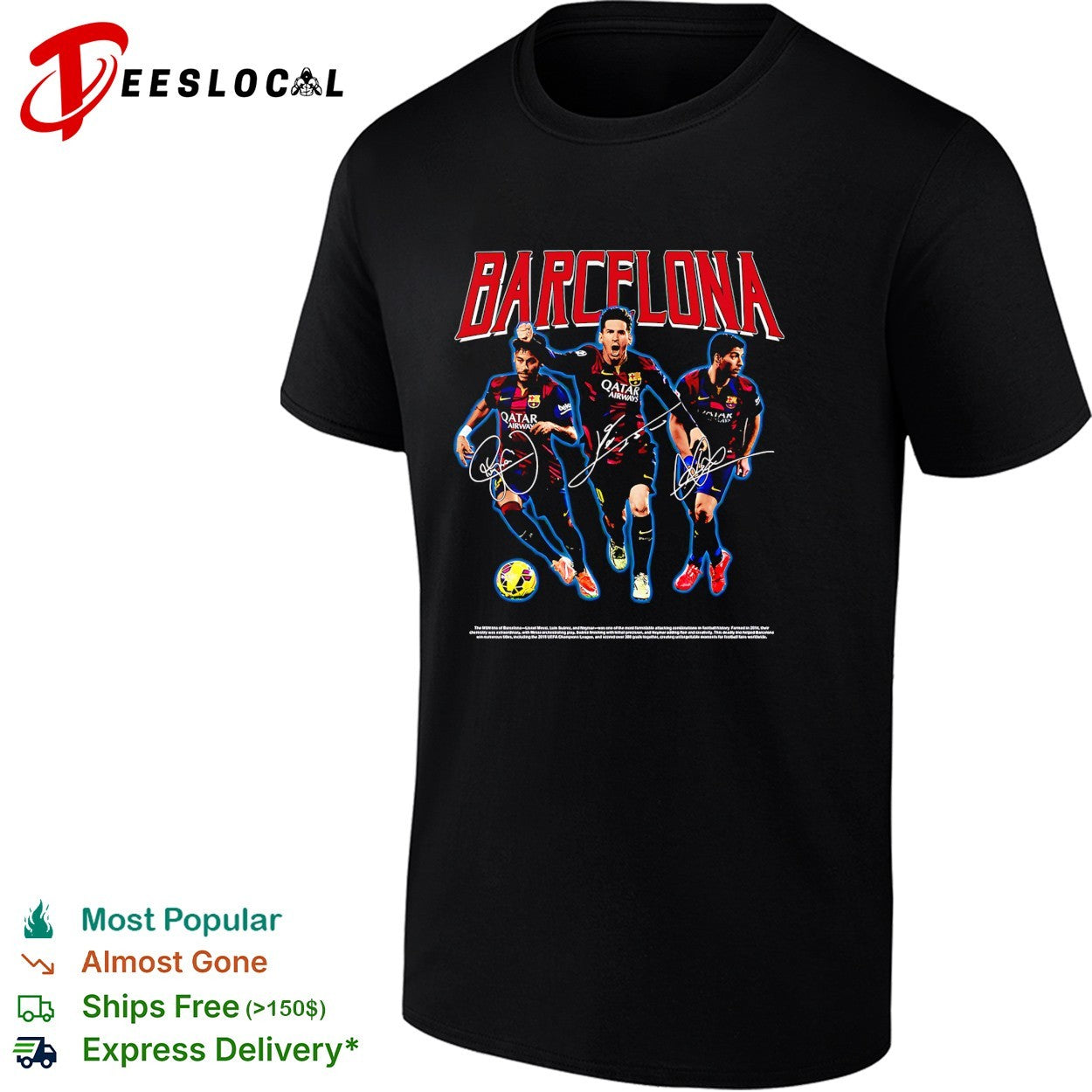 Barcelona Messi Suarez Neymar MSN portrait shirt