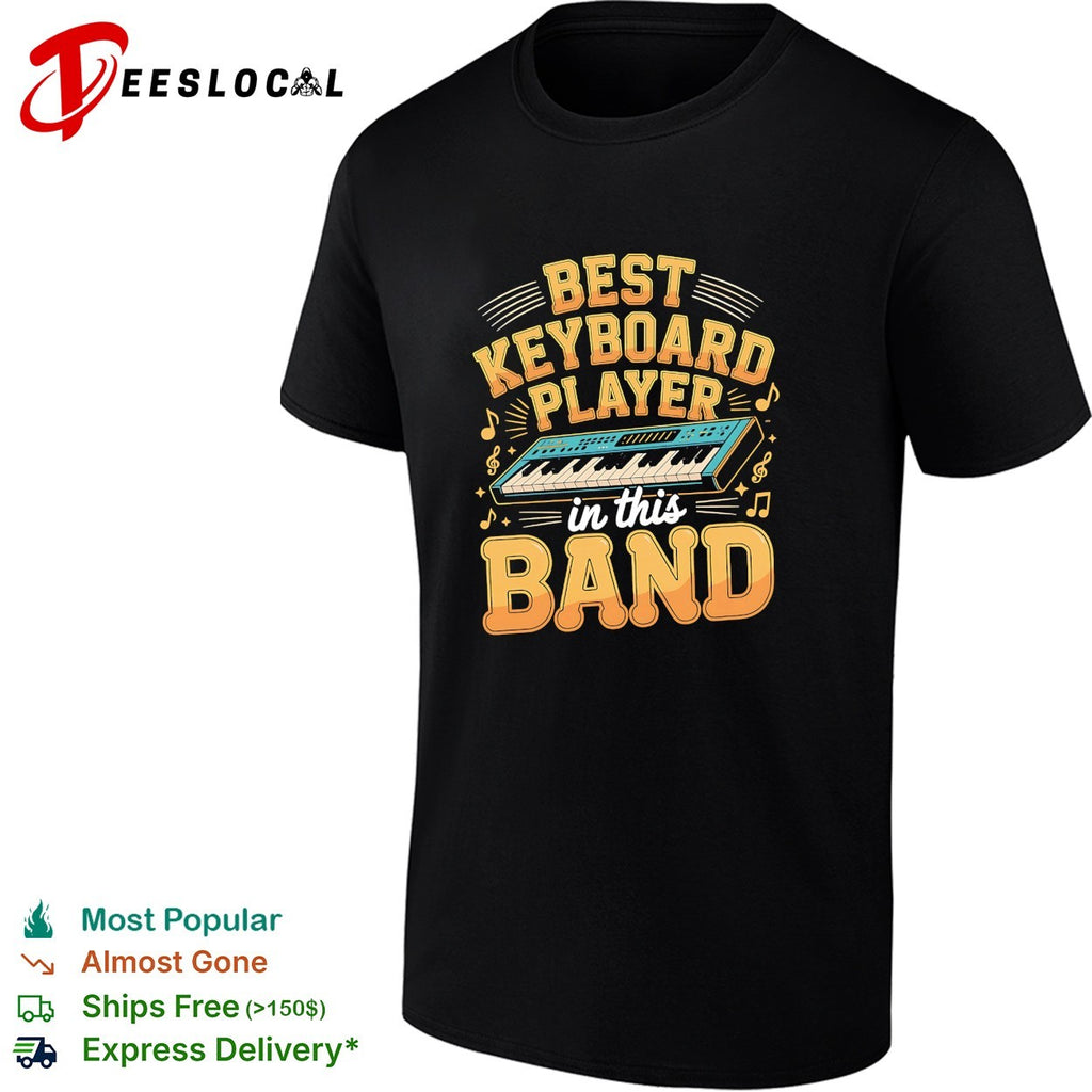 keyboard player in this band shirt
