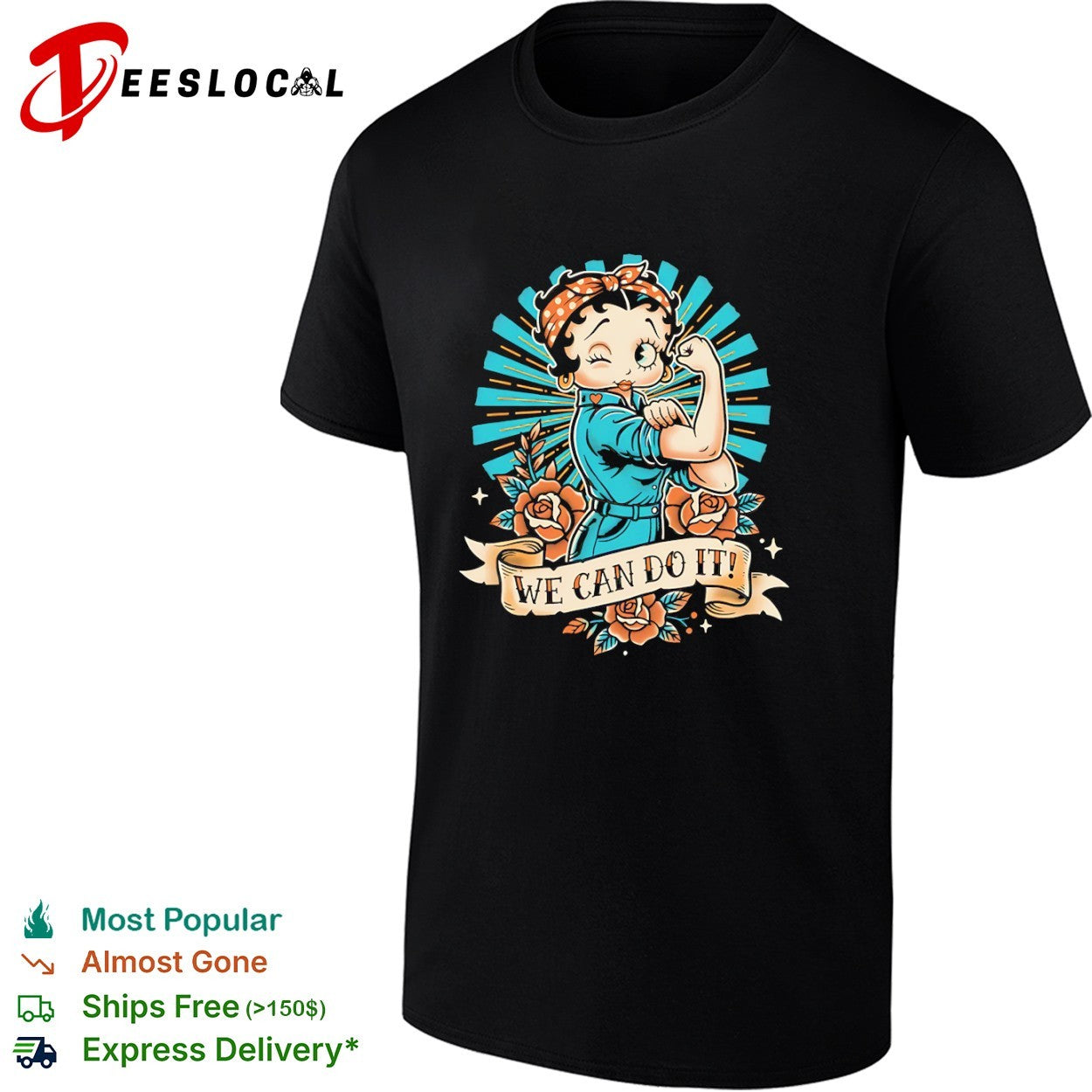 Betty Hoop style of Rosie the Riveter shirt