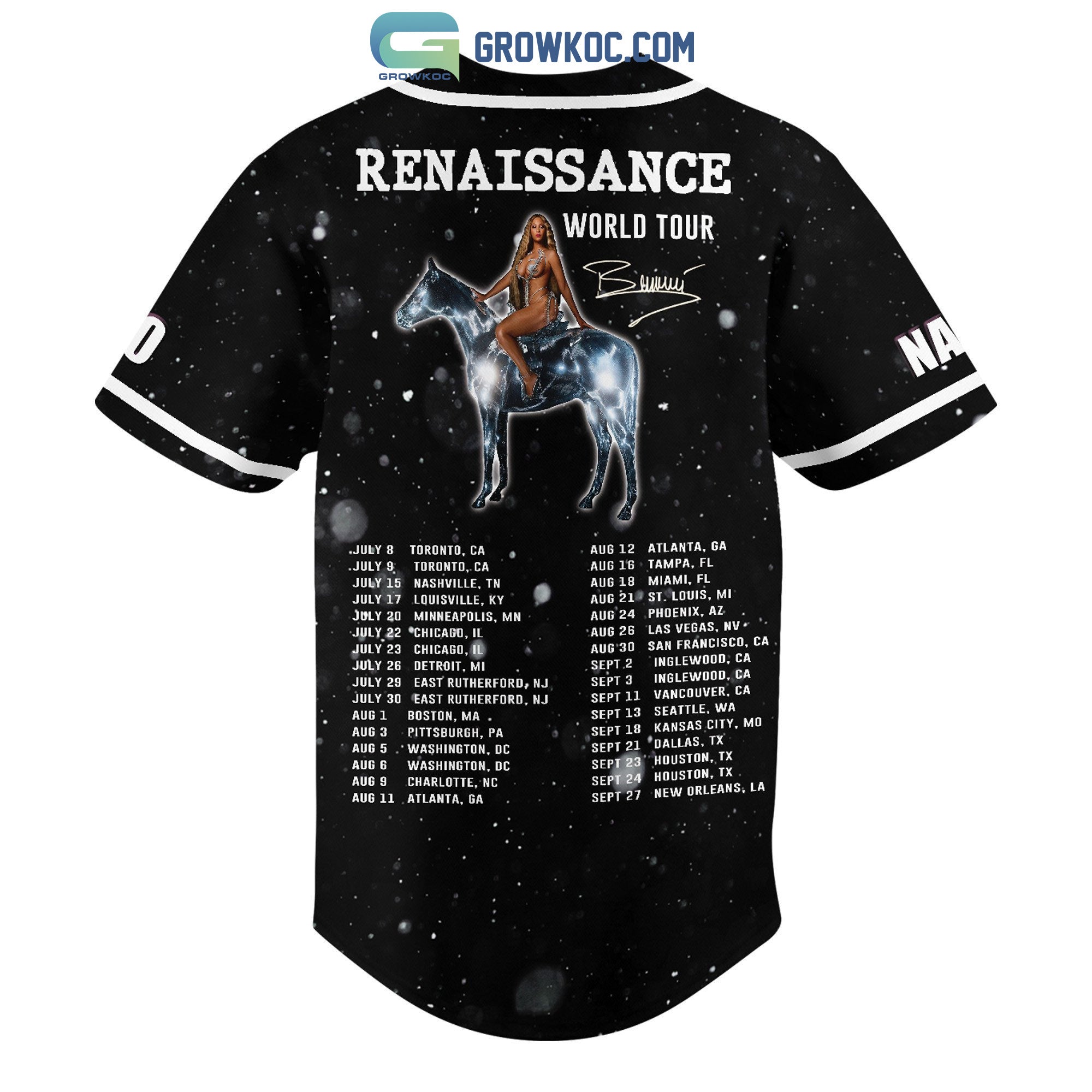 Beyonce Renaissance World Tour Personalized Baseball Jersey