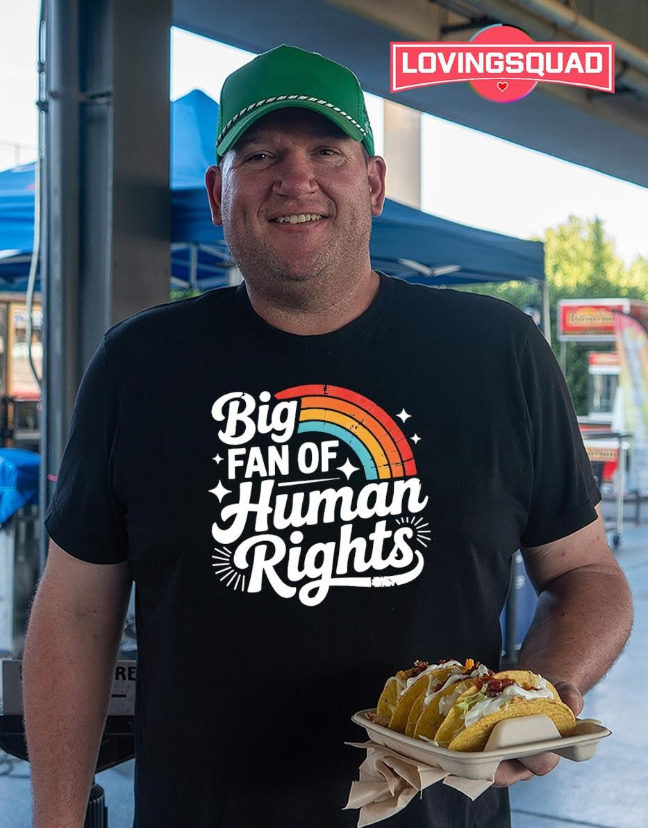 Big Fan of Human Rights Retro Rainbow equality shirt