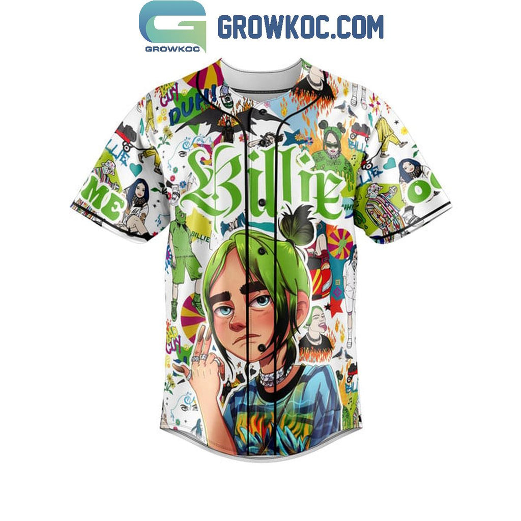 Billie Eilish Hit Me Hard And Soft Not My Responsibility Personalized Baseball Jersey