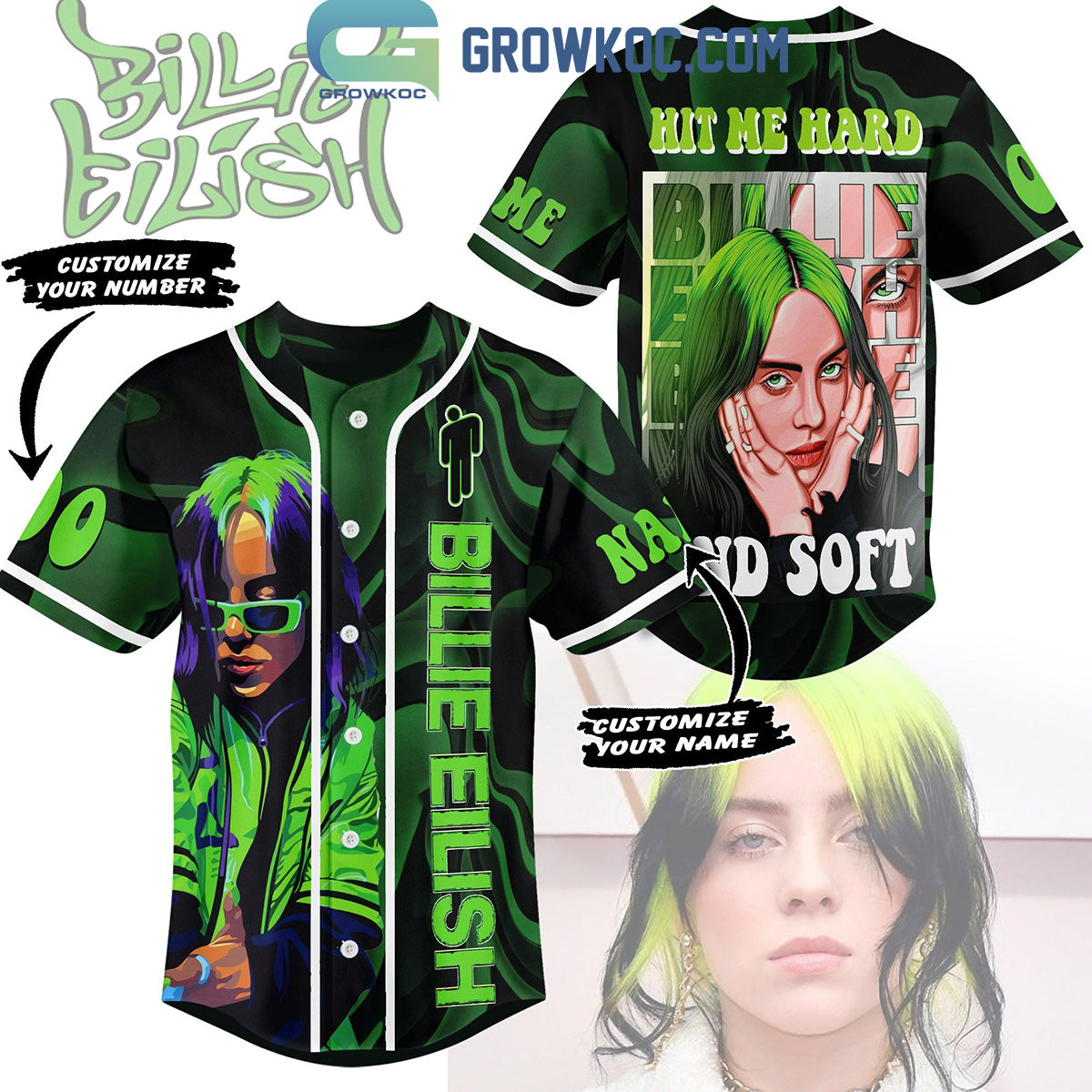 Billie Eilish Hit Me Hard And Soft Personalized Baseball Jersey