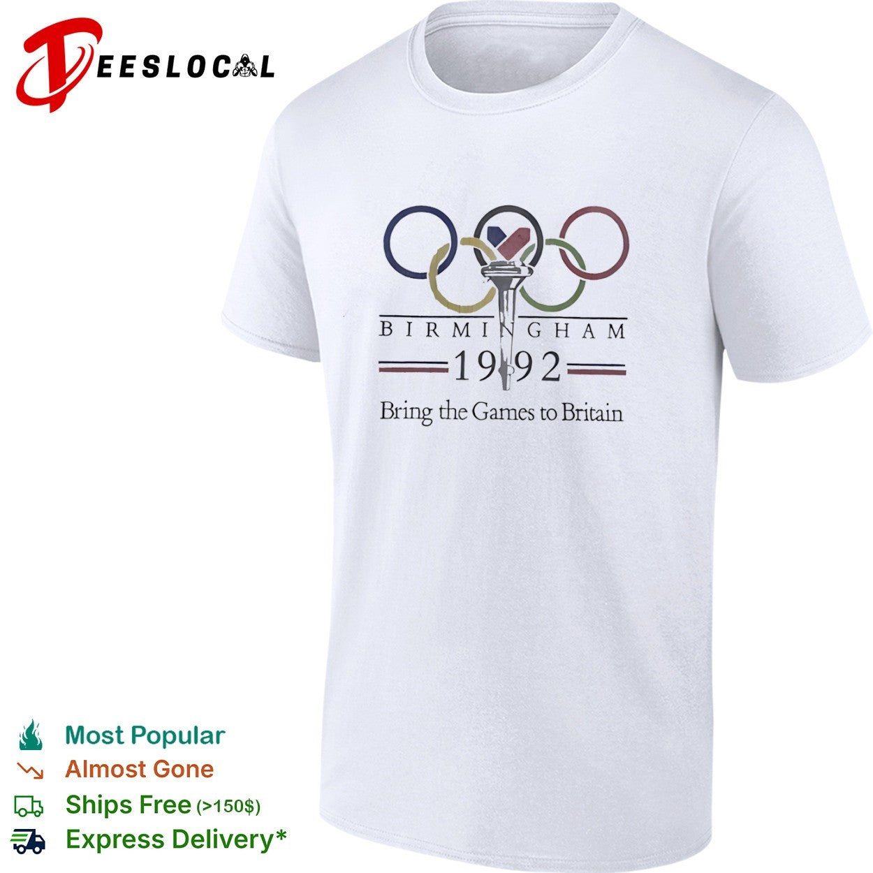 Birmingham 1992 Bring the Games to Britain Olympic Torch Logo Birmingham 1992 shirt