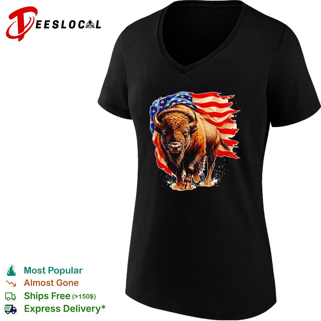 Bison American flag shirt