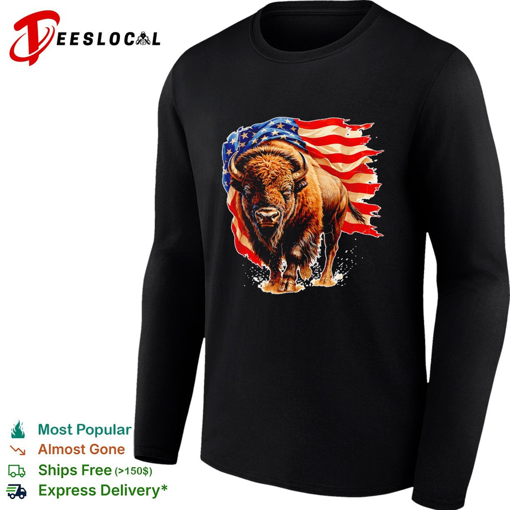 Bison American flag shirt