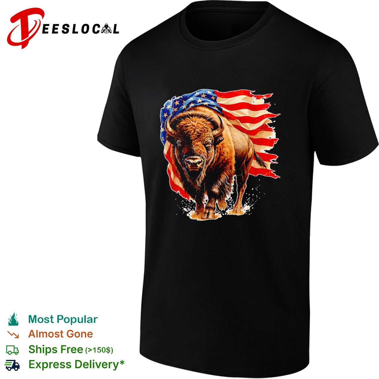 Bison American flag shirt