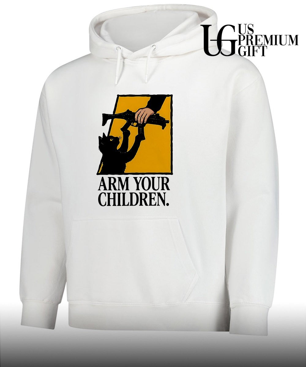 Black Cat Arm your Children claim gun humor shirt