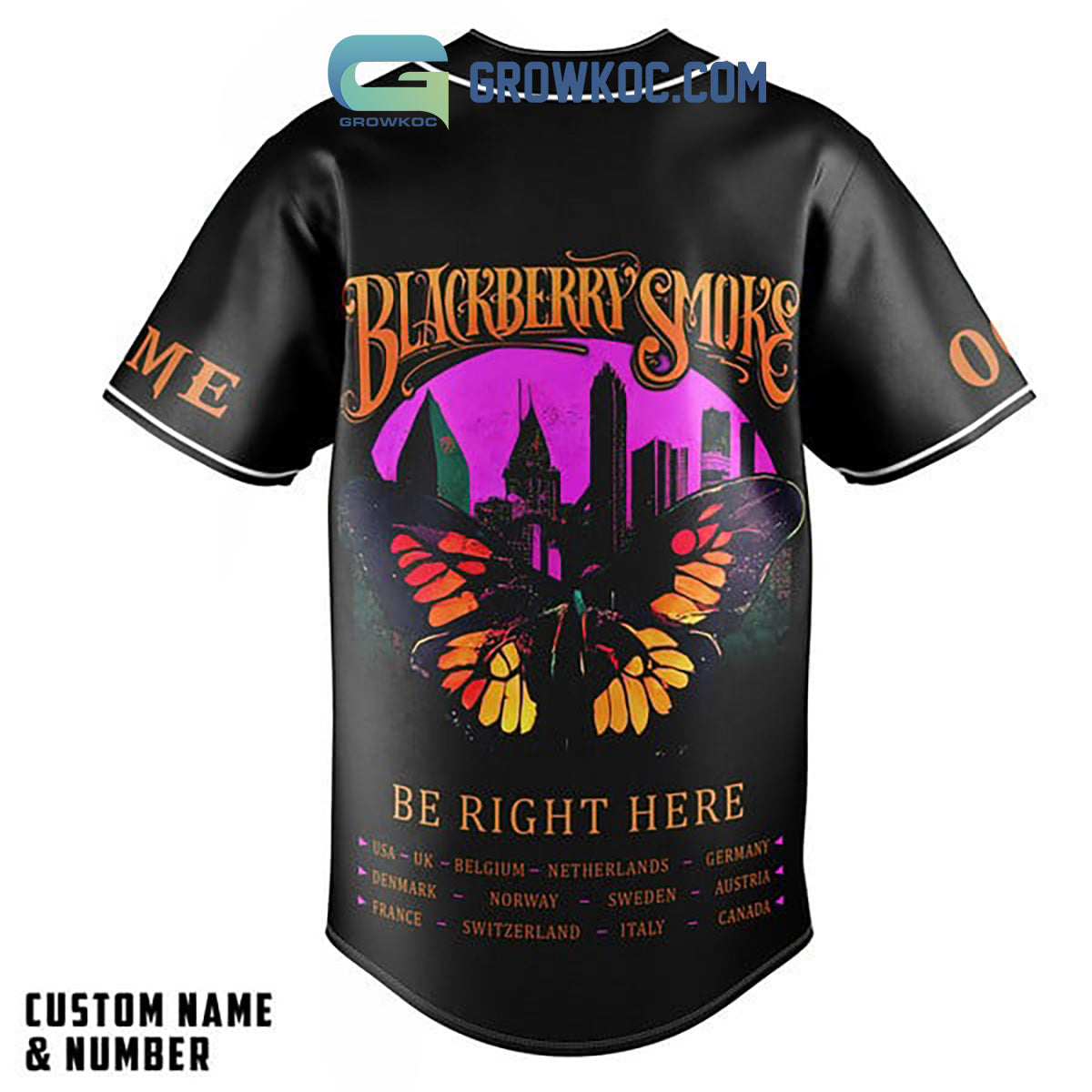Blackberry Smoke Be Right Here Black Design Personalized Baseball Jersey