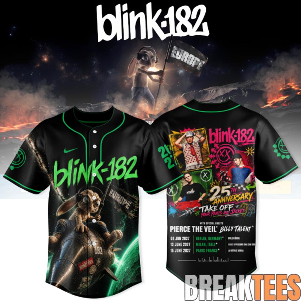 Blink-182 Never Grew Up Baseball Jersey – Europe Tour Edition