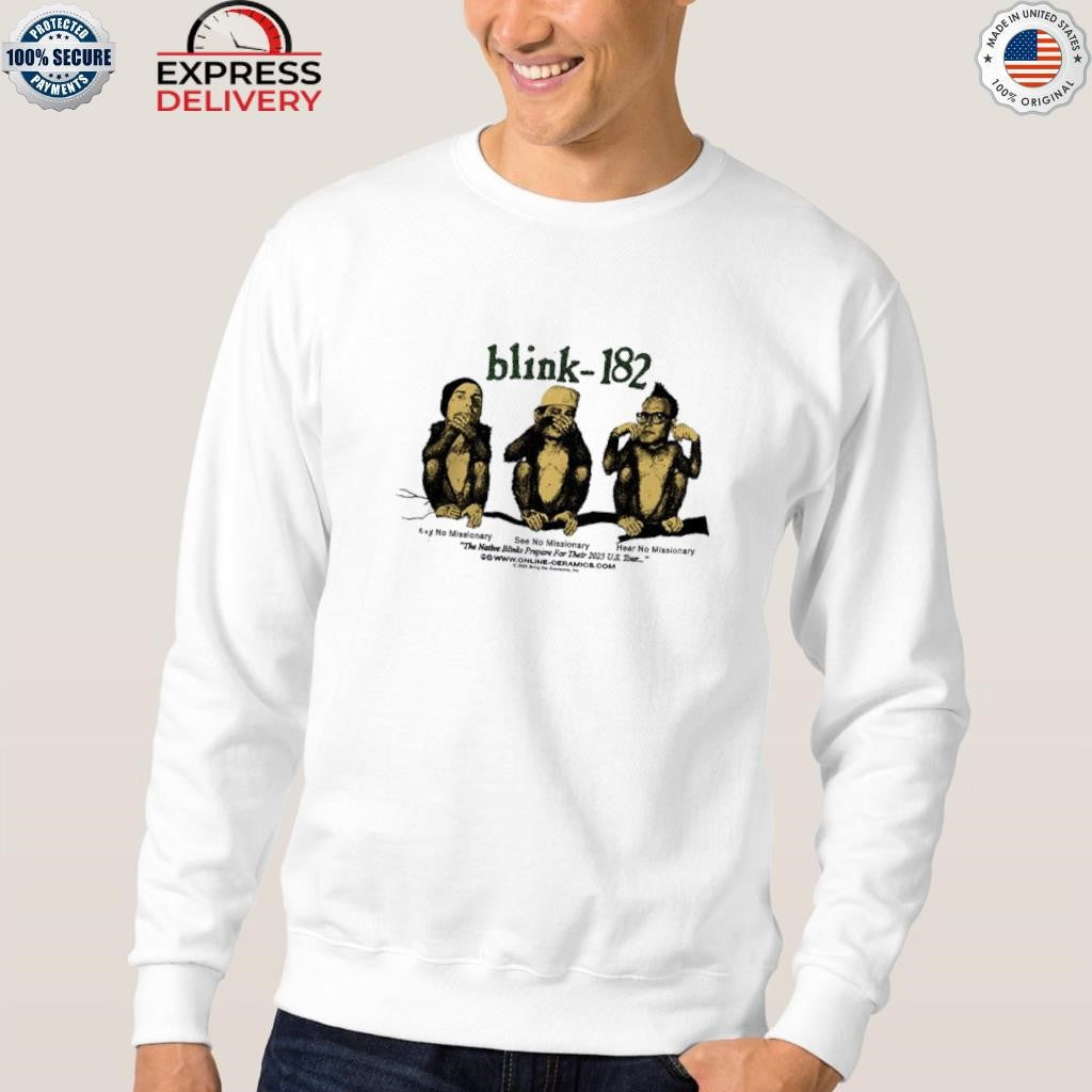 Blink 182 The Missionary Impossible Tour 2025 Say No See No Hear No Monkeys Shirt