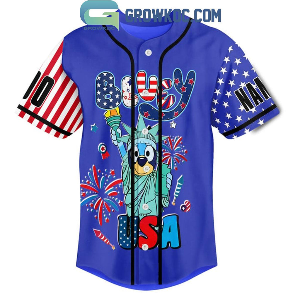 Bluey Red Wine And Bluey Fan Personalized Baseball Jersey