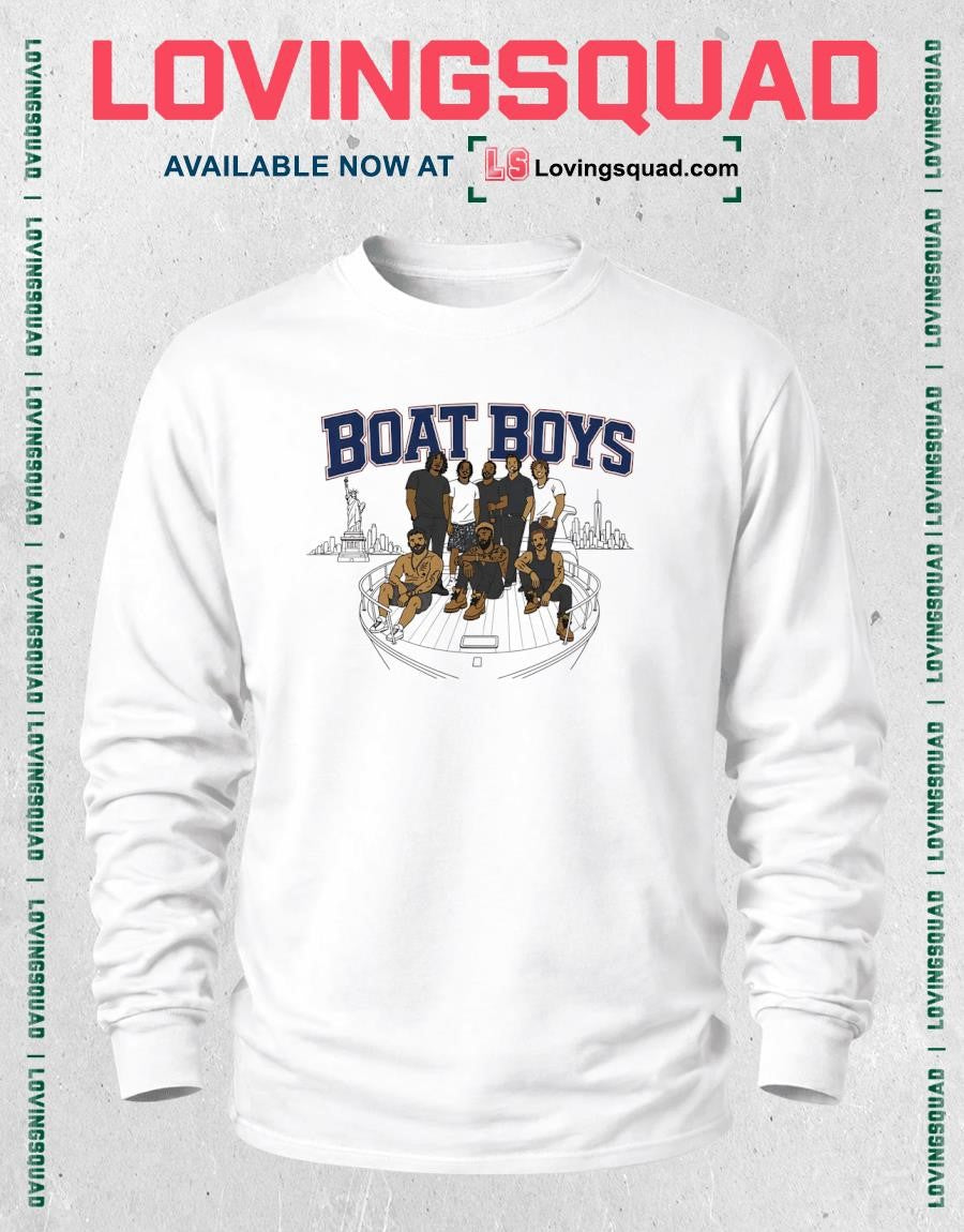 Boat Boys skyline Statue of Liberty T-Shirt