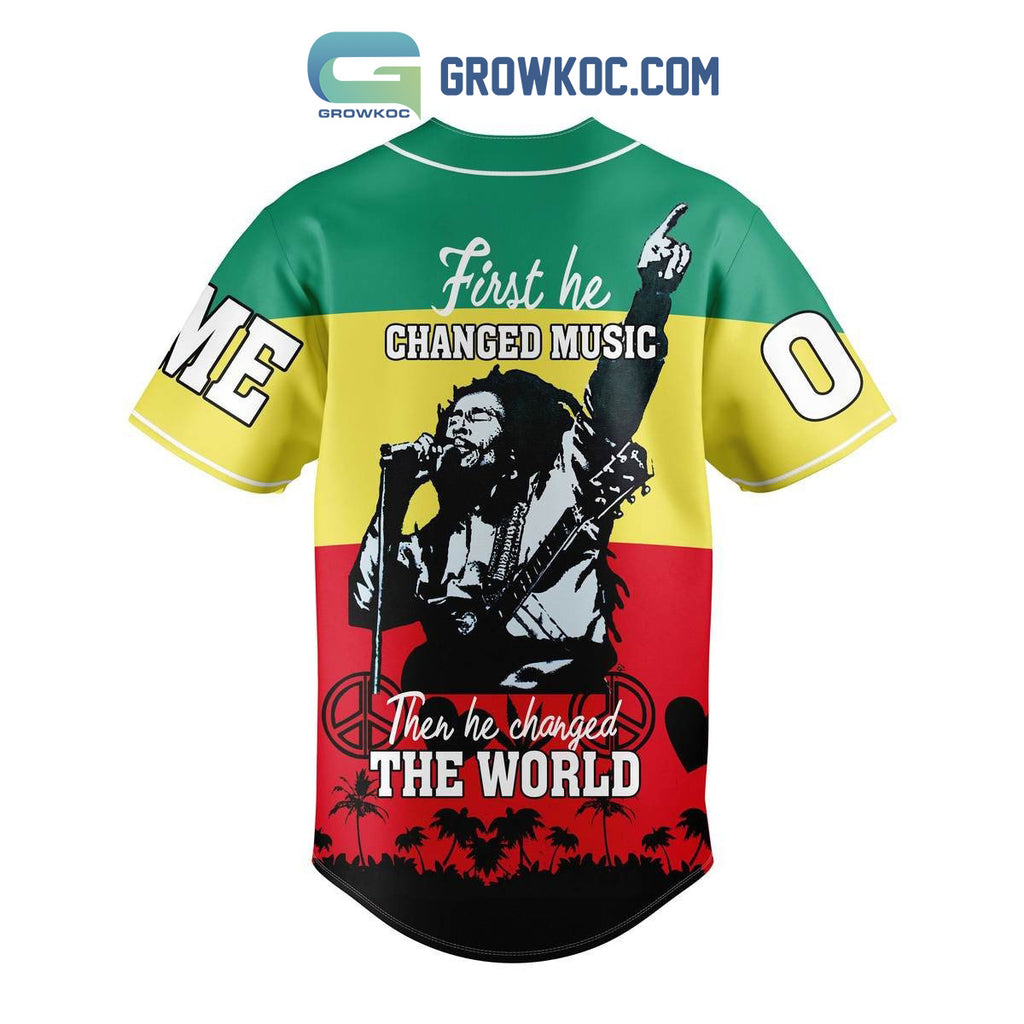 Bob Marley One Love Changed The World Personalized Baseball Jersey