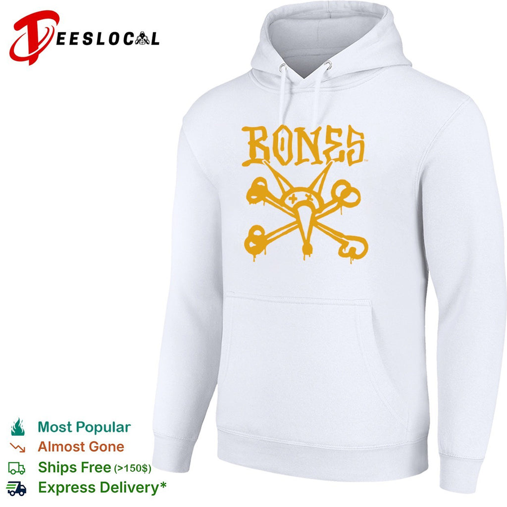 Bones skate brand logo with rat skull shirt
