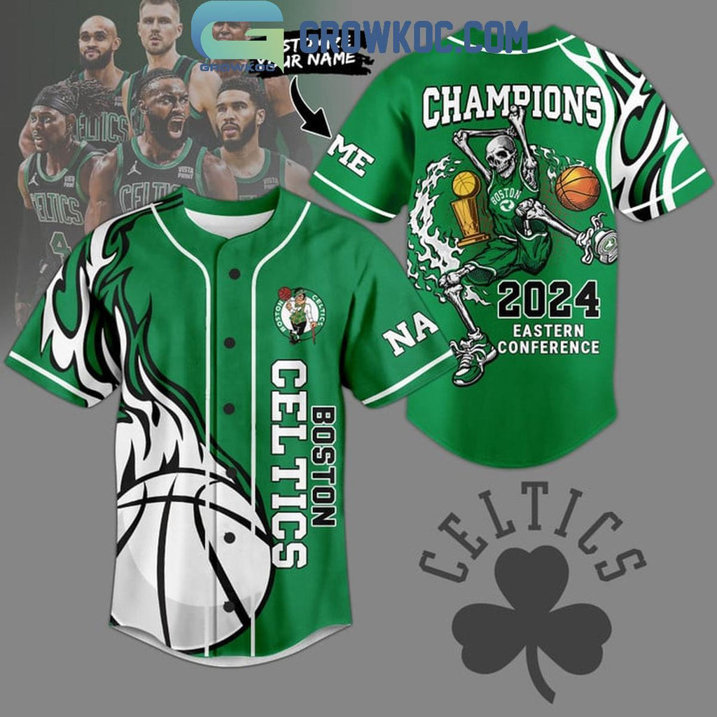 Boston Celtics 2024 Eastern Conference Champions Personalized Baseball Jersey
