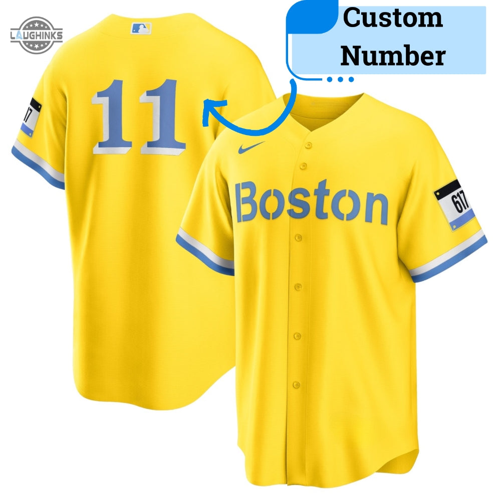 Boston Red Sox Yellow Baseball Jersey Shirt NEW Red Sox Jersey Shirt Boston Red Sox Wearing Yellow Shirt Boston Red Sox Yellow Ùniforms Red Sox Yellow Jerseys
