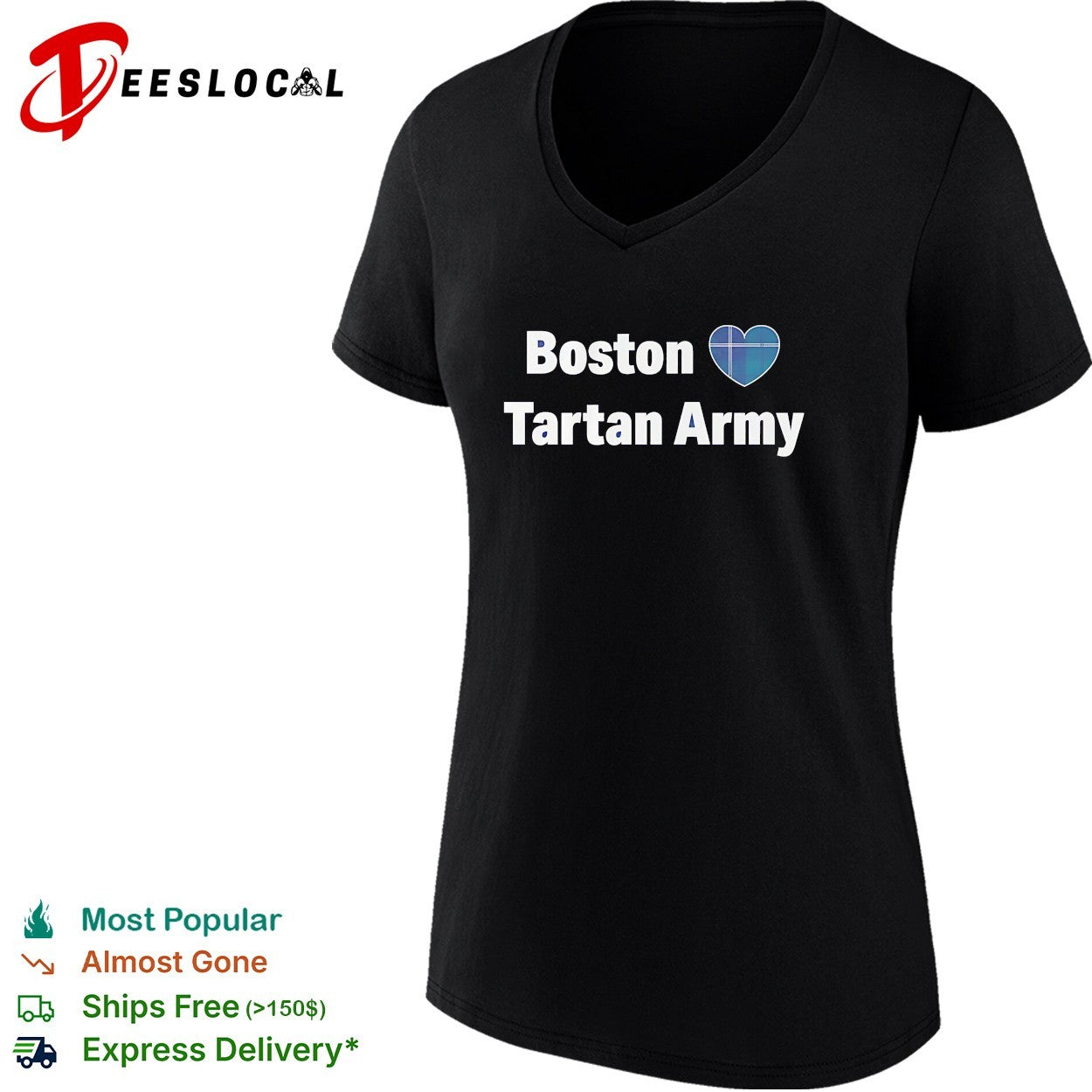 Boston heart Tartan Army Scotland national football team shirt
