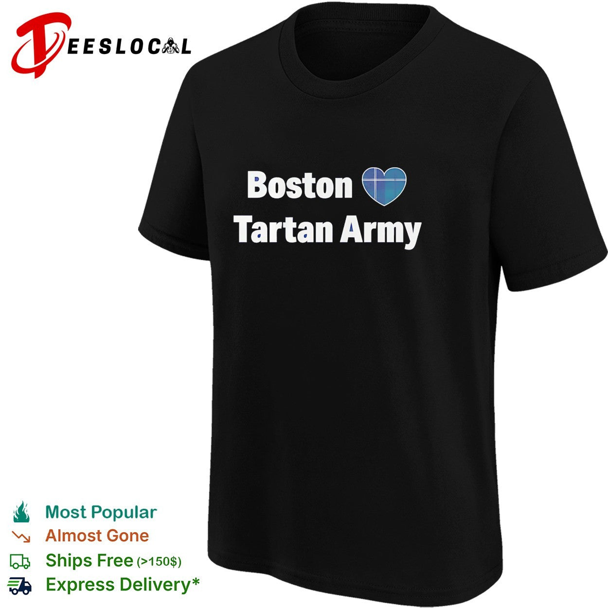 Boston heart Tartan Army Scotland national football team shirt