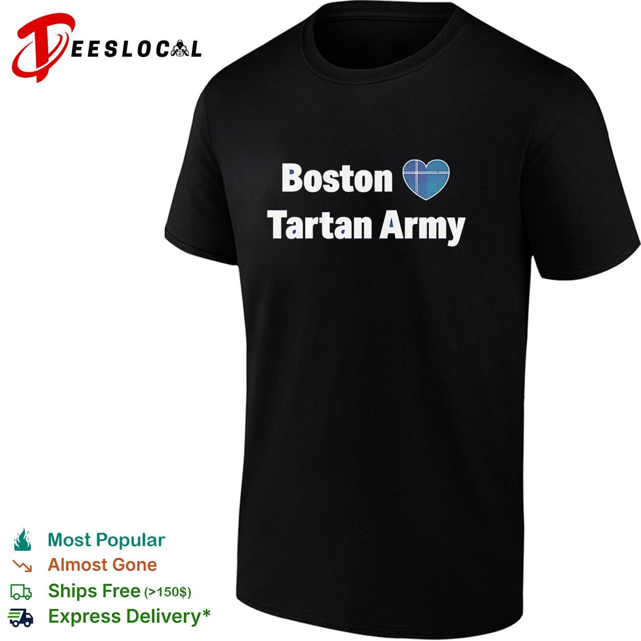 Boston heart Tartan Army Scotland national football team shirt