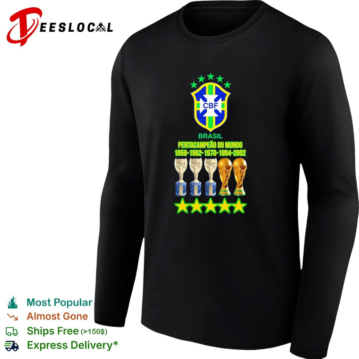 Brasil Pentacampeao do Mundo 1958 1962 1970 1994 2002 CBF World Cup team Brazil shirt