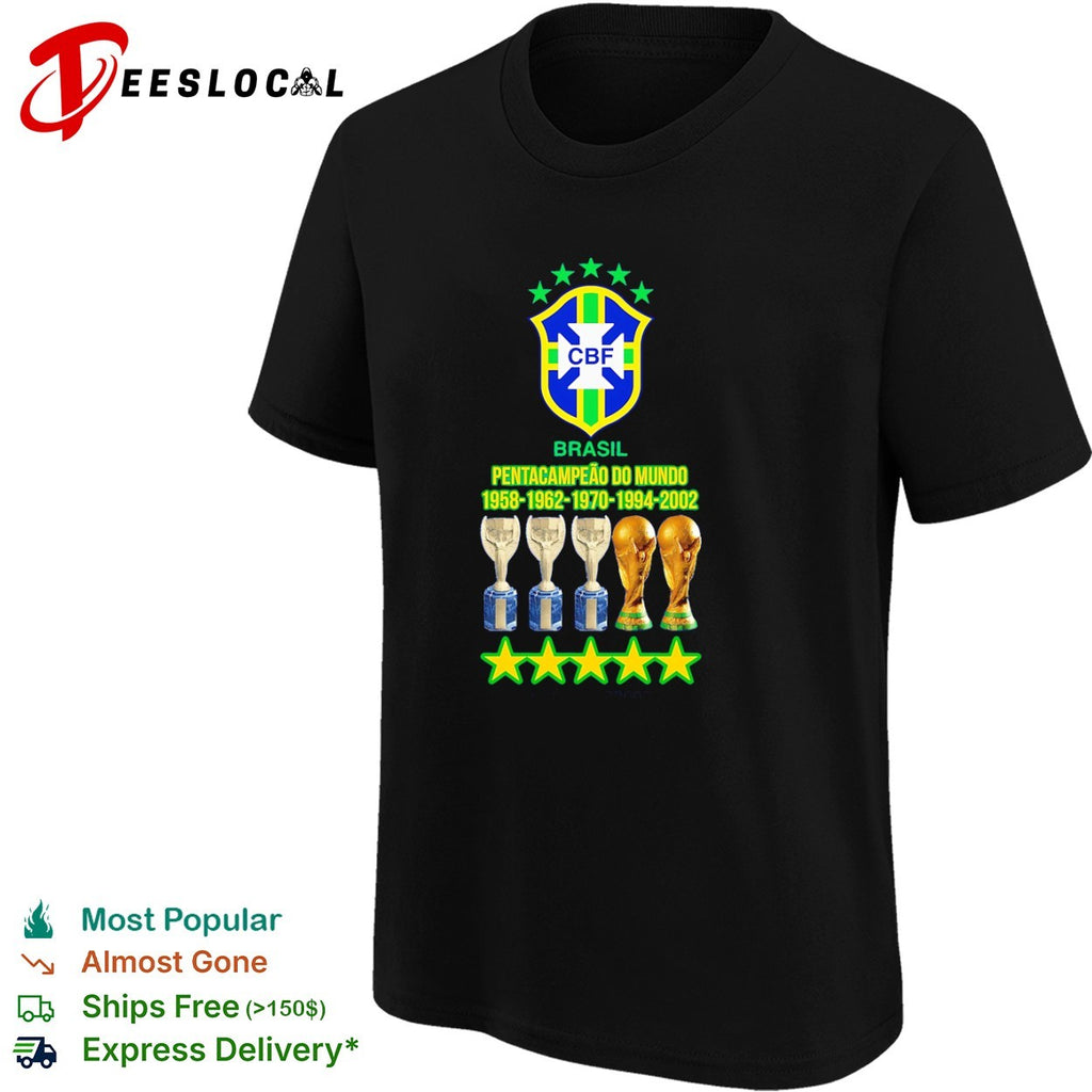 Brasil Pentacampeao do Mundo 1958 1962 1970 1994 2002 CBF World Cup team Brazil shirt
