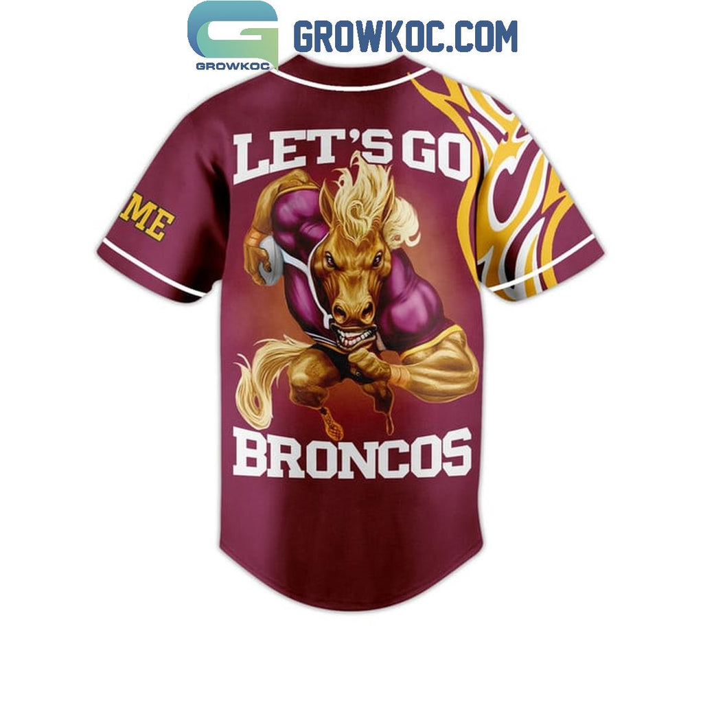 Brisbane Broncos Let’s Go Broncos Flames Personalized Baseball Jersey