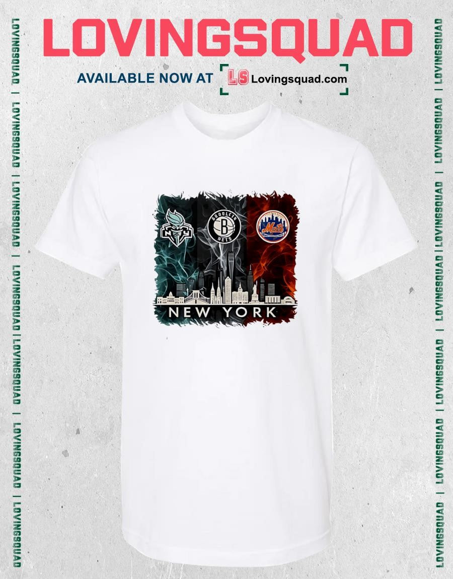 Brooklyn Nets New York Mets Liberty 2026 Celebration T-Shirt
