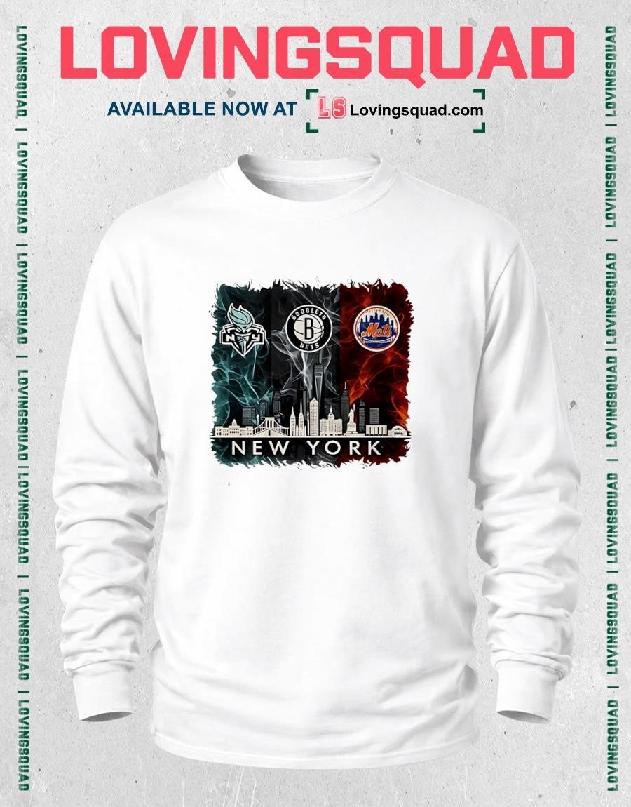 Brooklyn Nets New York Mets Liberty 2026 Celebration T-Shirt