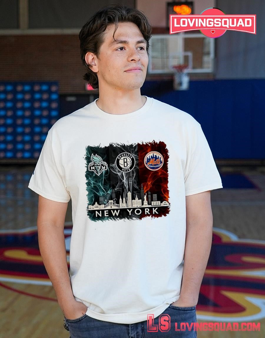 Brooklyn Nets New York Mets Liberty 2026 Celebration T-Shirt