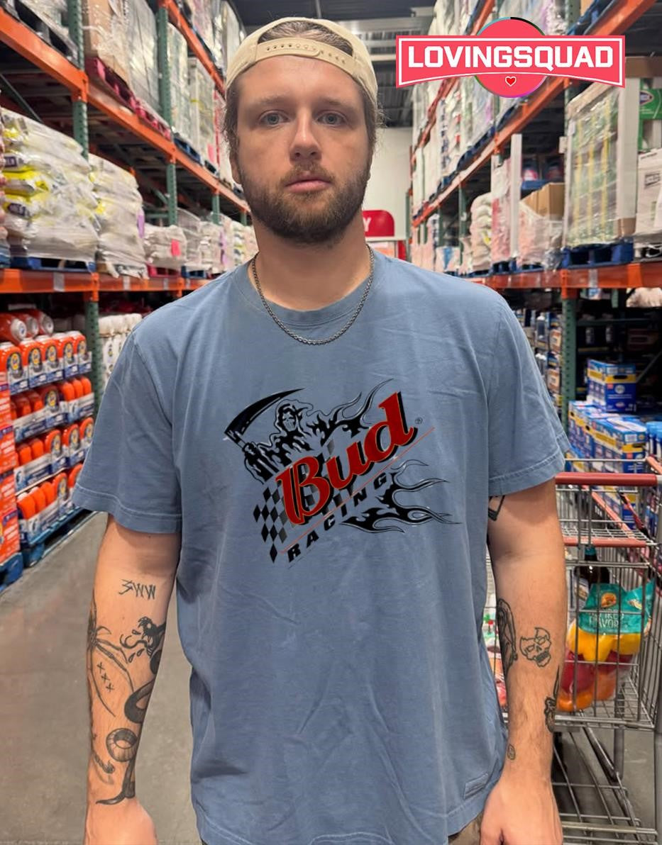 Bud Racing Grim Reaper Checkered Flag Logo shirt
