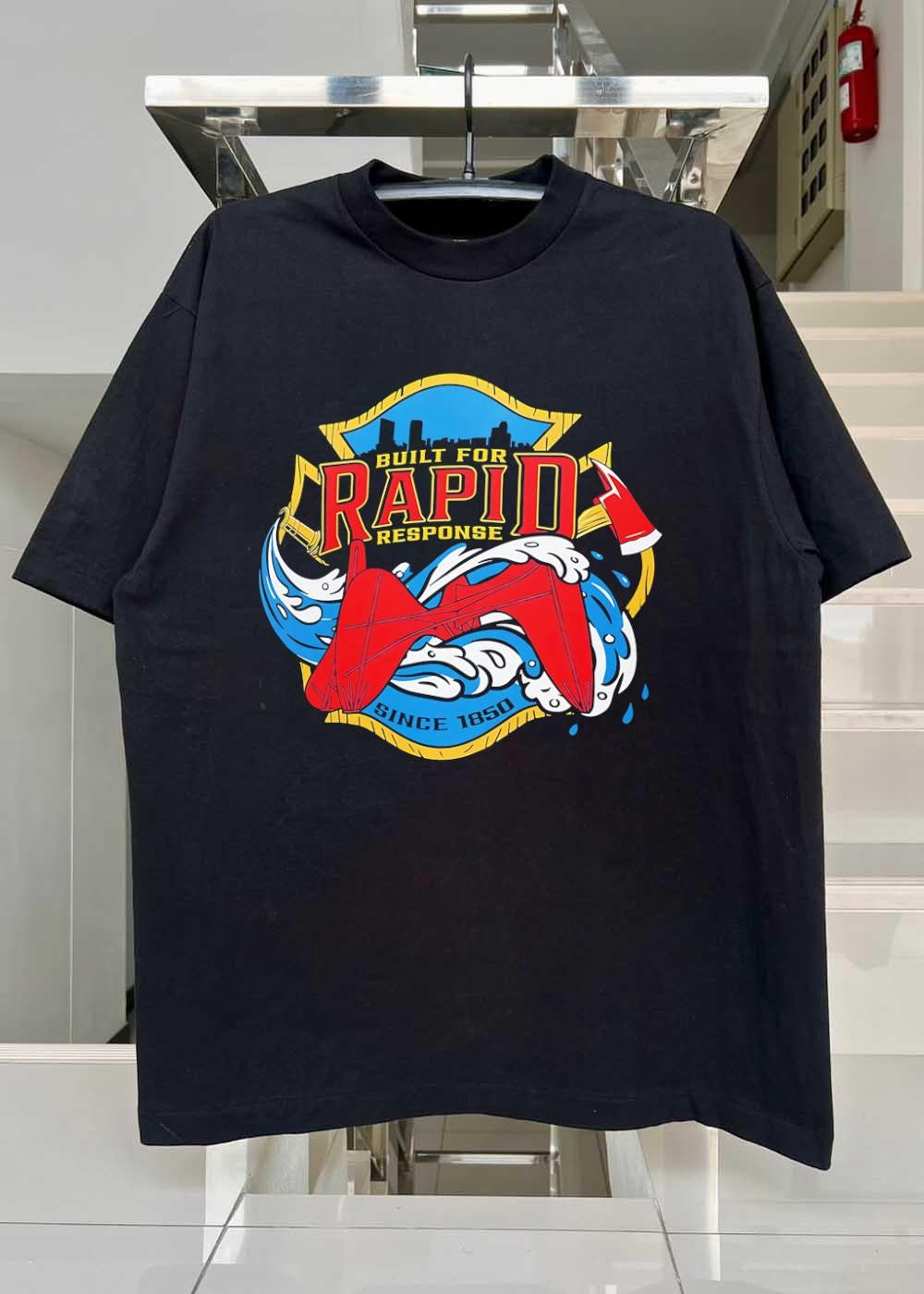 Built for Rapid Response Since 1850 Firefighter Water Rescue T-Shirt