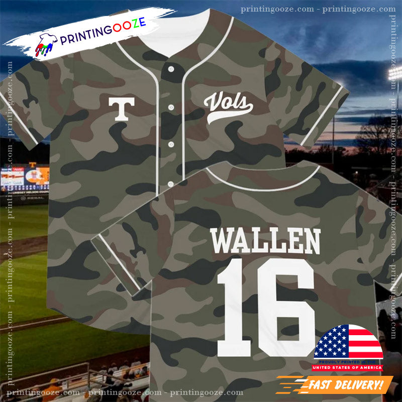 Camo Design Wallen 16 Baseball Jersey