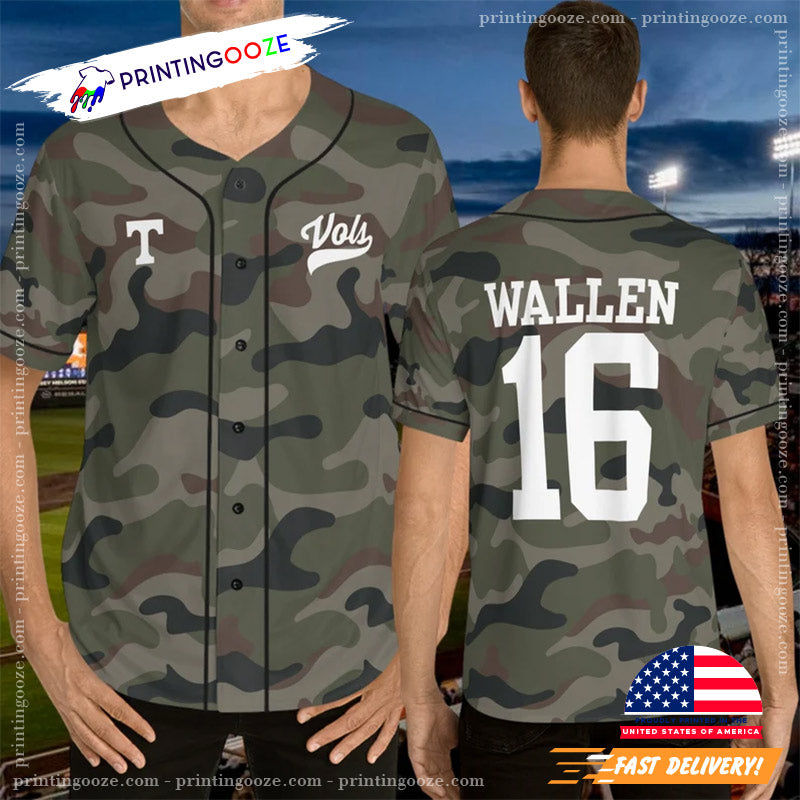 Camo Design Wallen 16 Baseball Jersey