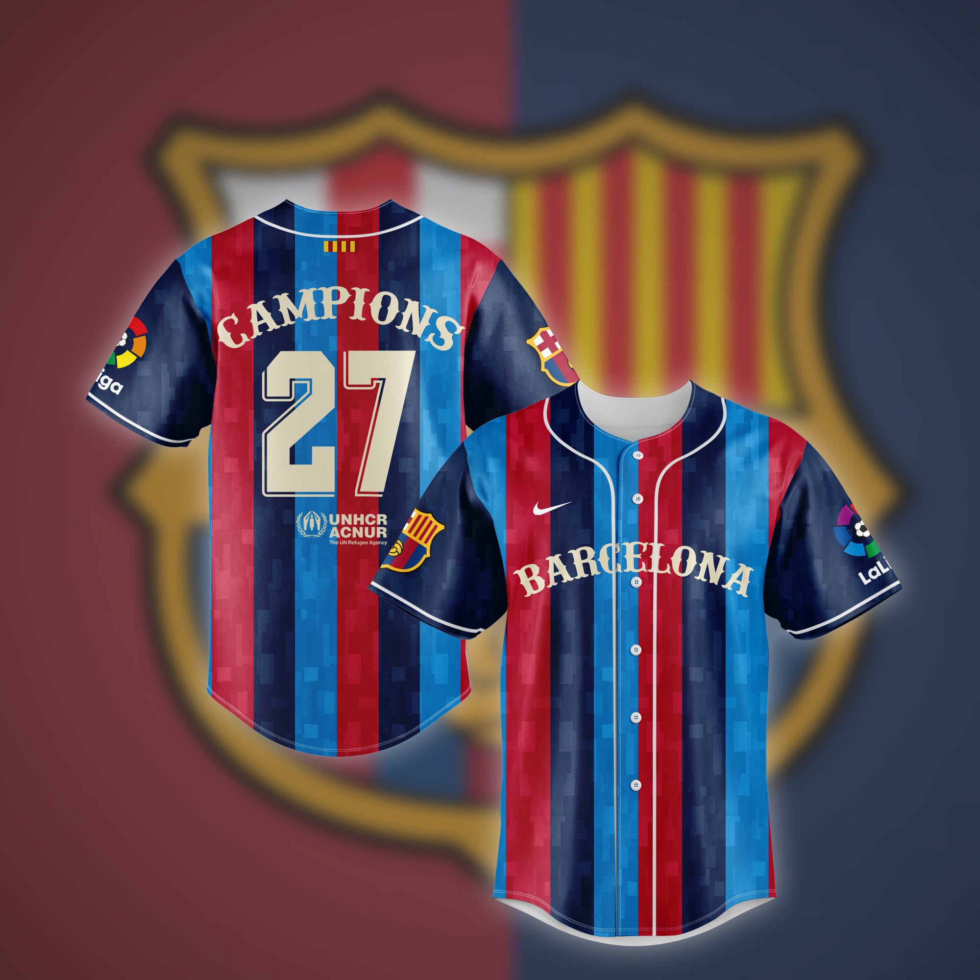 Campions Barcelona LaLiga 2023 Baseball Jersey