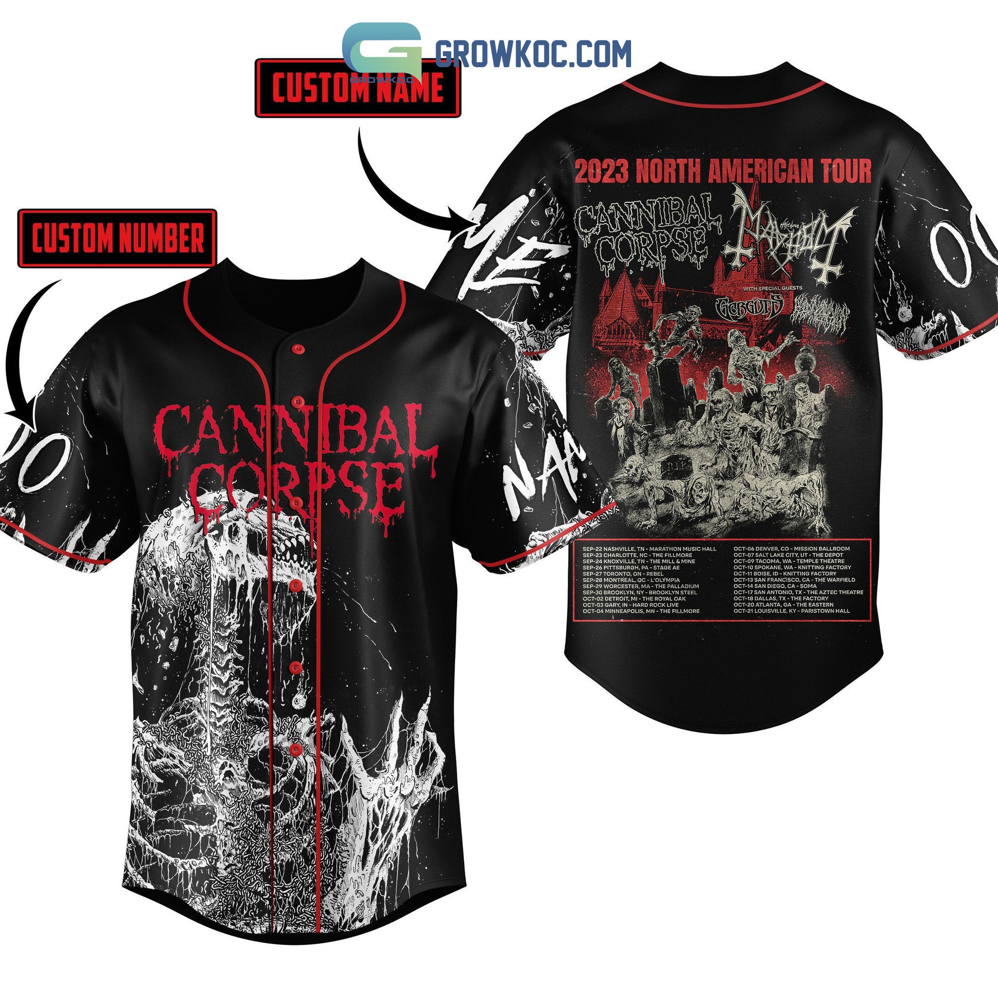 Cannibal Corpse 2023 North American Tour Personalized Baseball Jersey