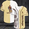 FASHION Captain Morgan Skull Baseball Jerseys Botton Shirt