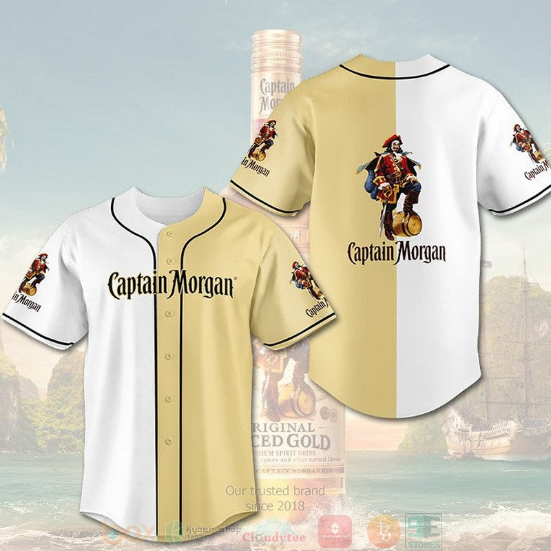 Captain Morgan white khaki Baseball shirt