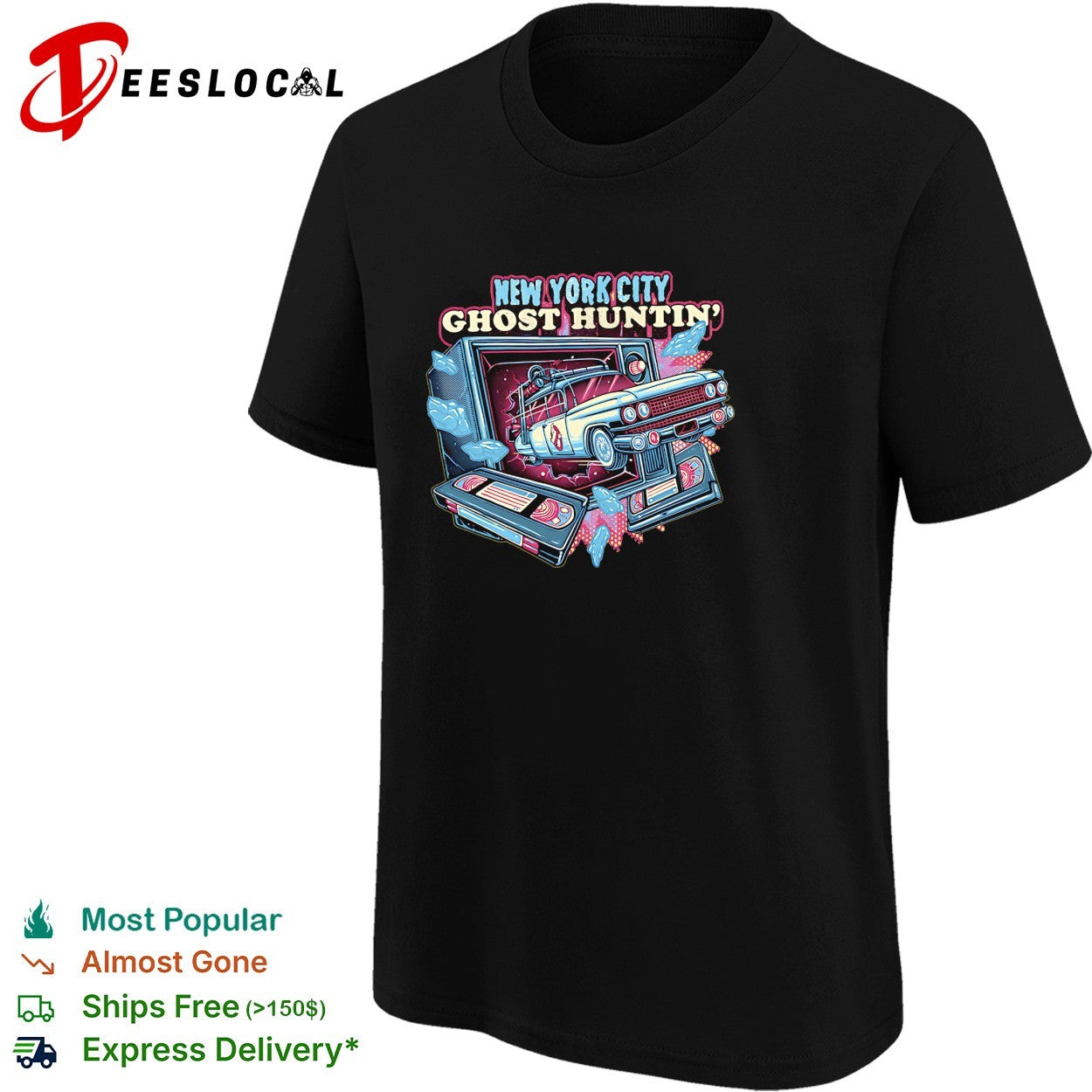 Car bursting through TV New York City ghost huntin’ shirt
