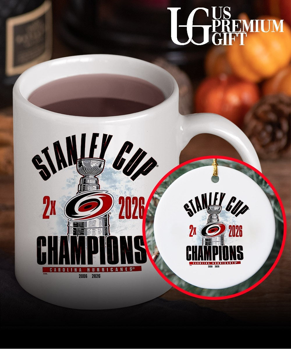 Carolina Hurricanes 2026 Stanley Cup 2X Champions 2006-2026 trophy shirt