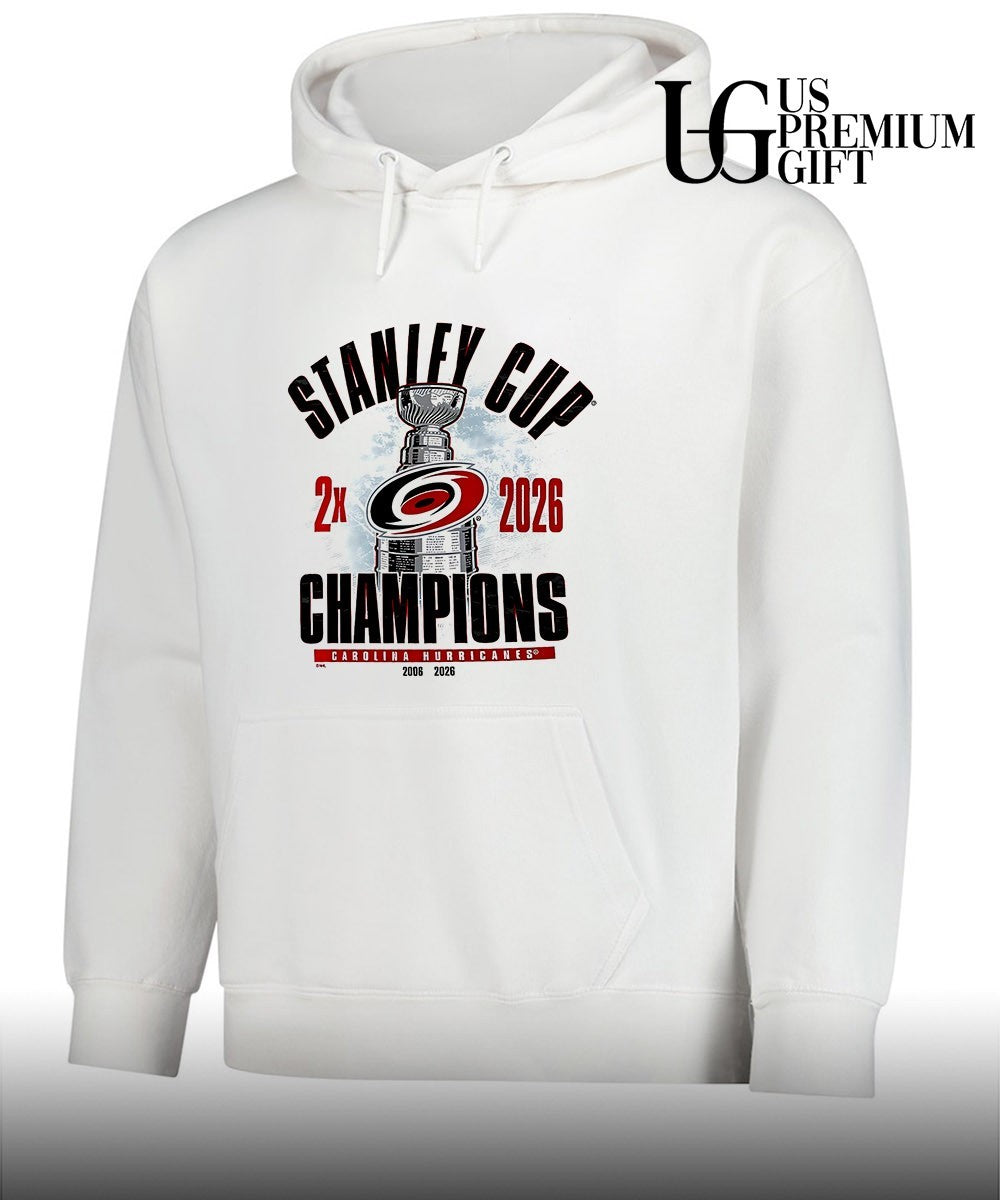 Carolina Hurricanes 2026 Stanley Cup 2X Champions 2006-2026 trophy shirt