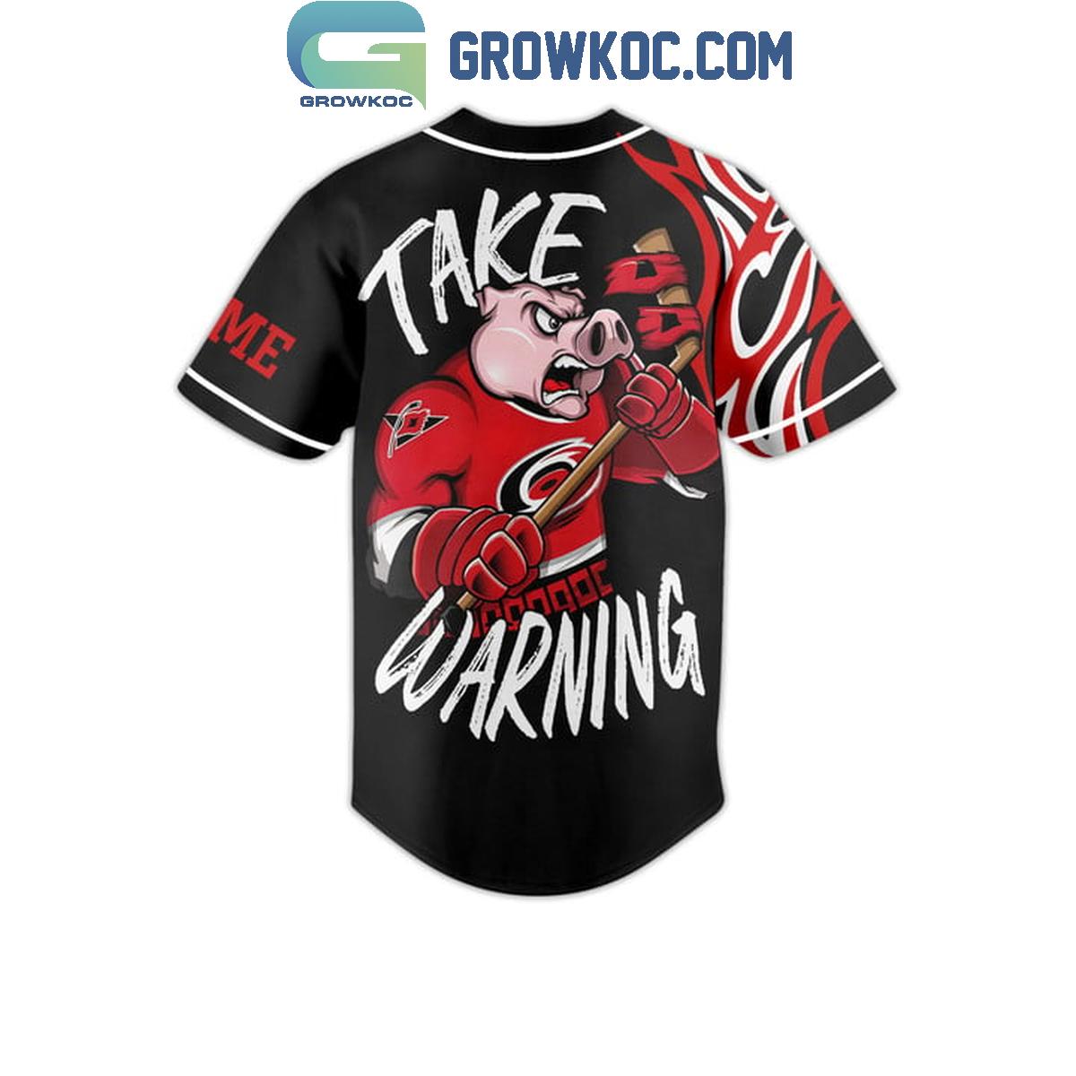Carolina Hurricanes Take Warning Flames Personalized Baseball Jersey