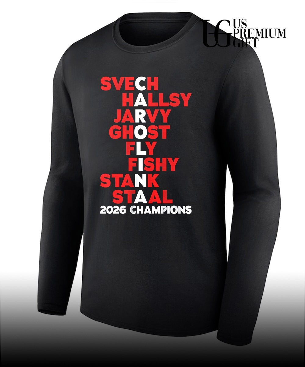 Carolina Hurricanes hockey 2026 names Champions shirt