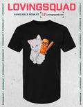 Cat Holding a Baseball Bat with a Human Face T-shirt