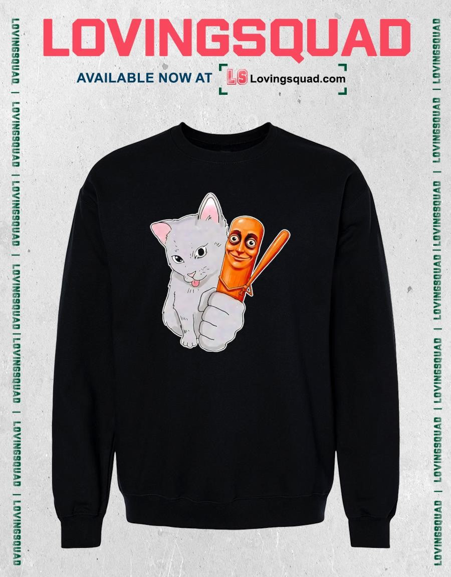 Cat Holding a Baseball Bat with a Human Face T-shirt