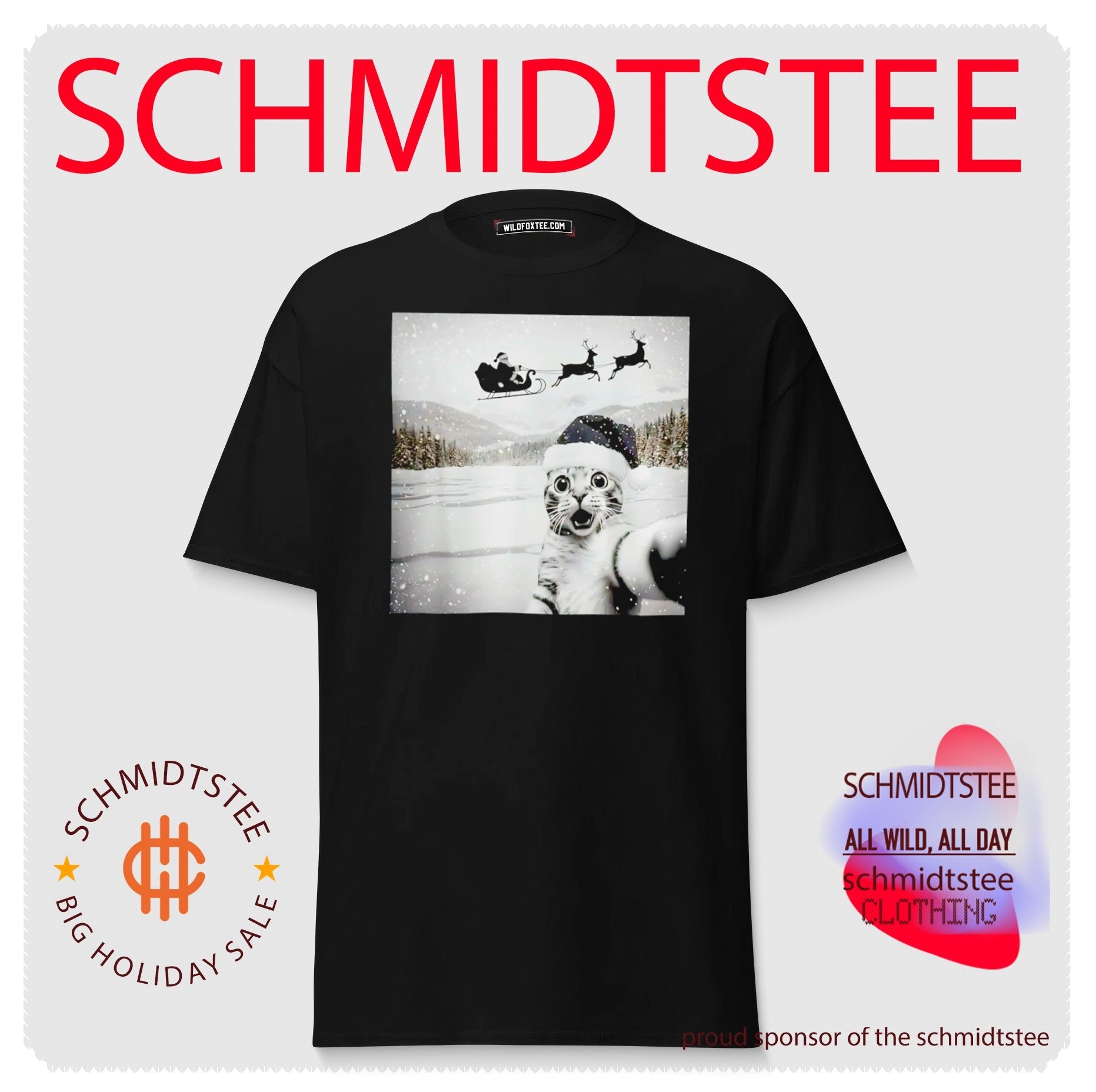 Cat Selfie with Santa Christmas funny shirt