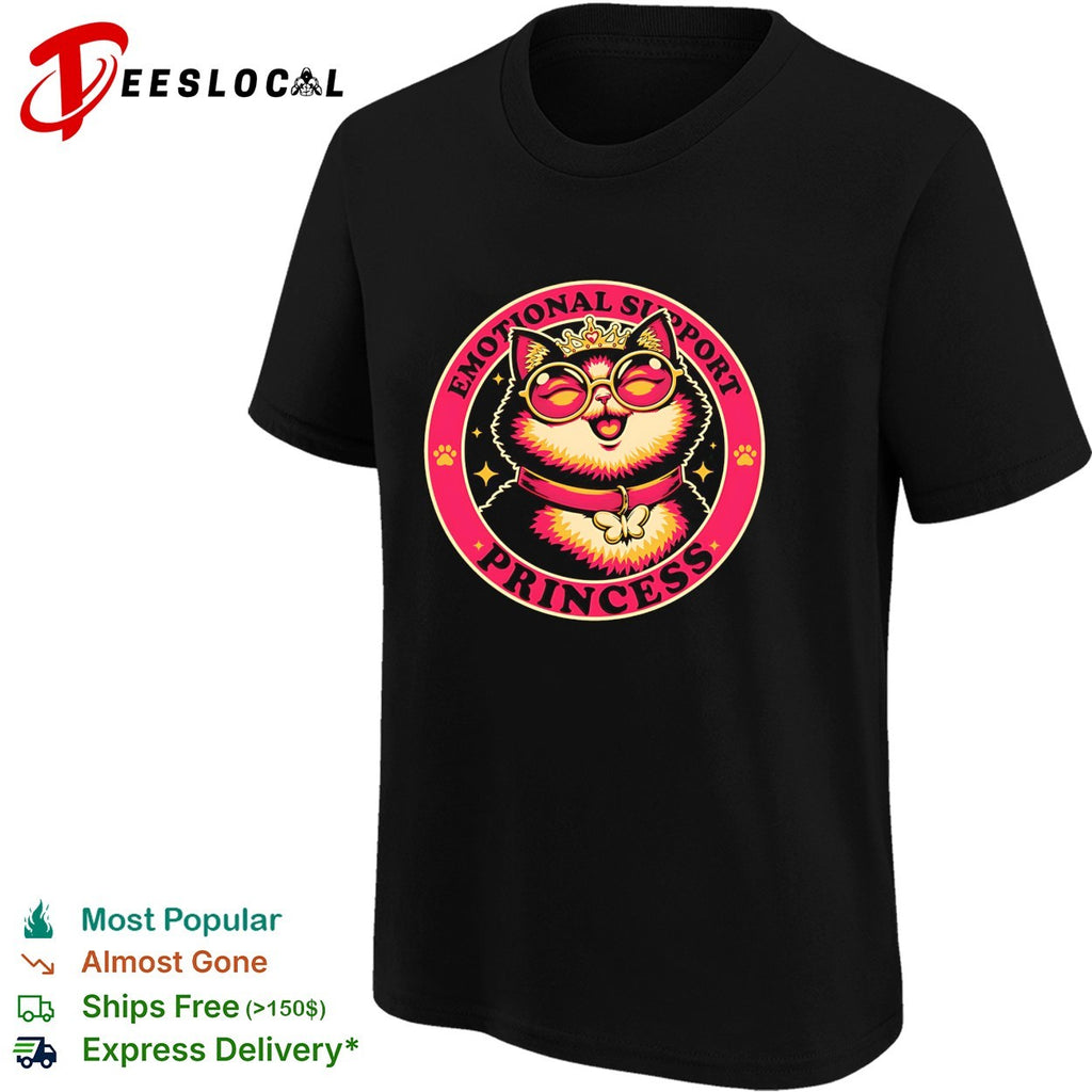 Cat wearing crown emotional support princess shirt