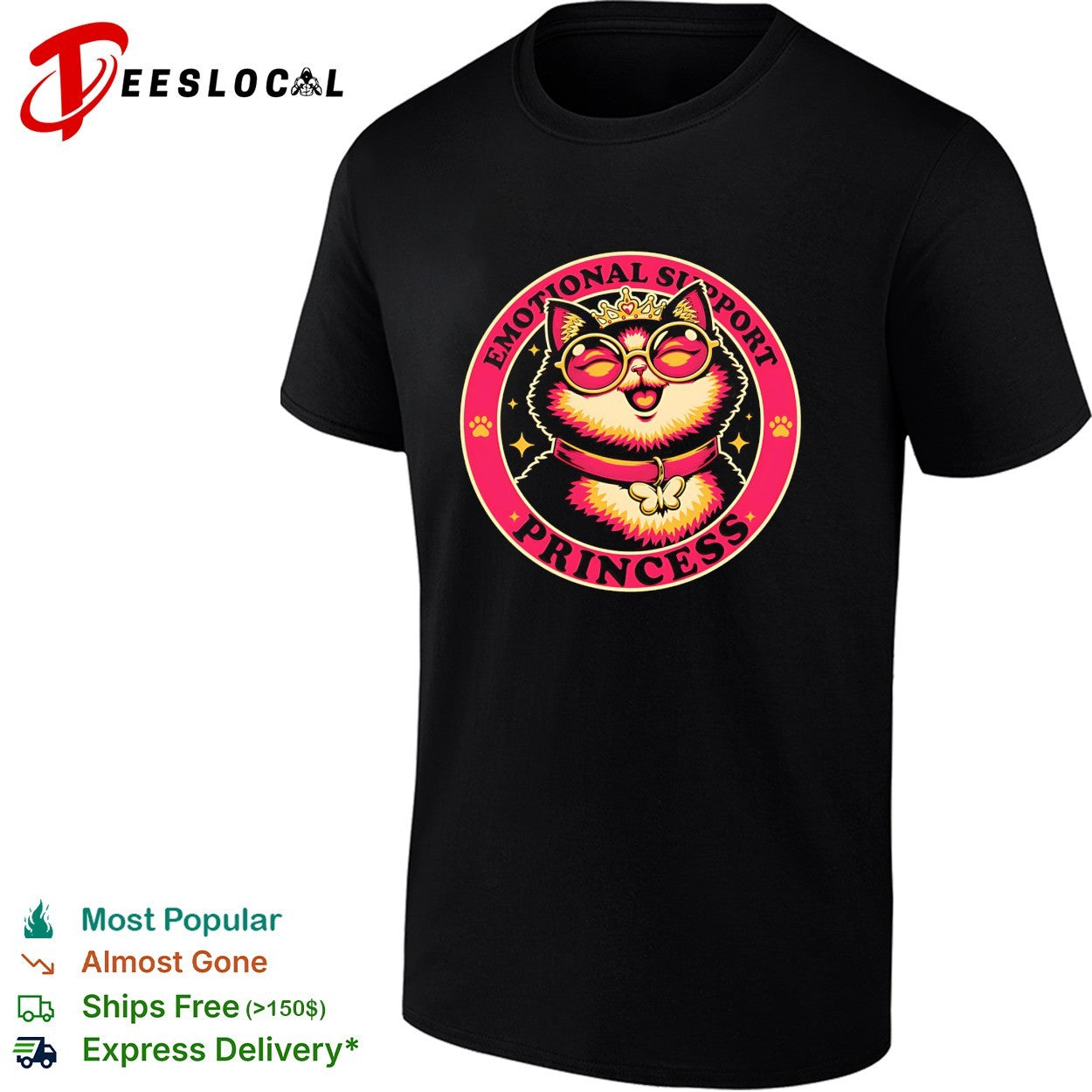 Cat wearing crown emotional support princess shirt