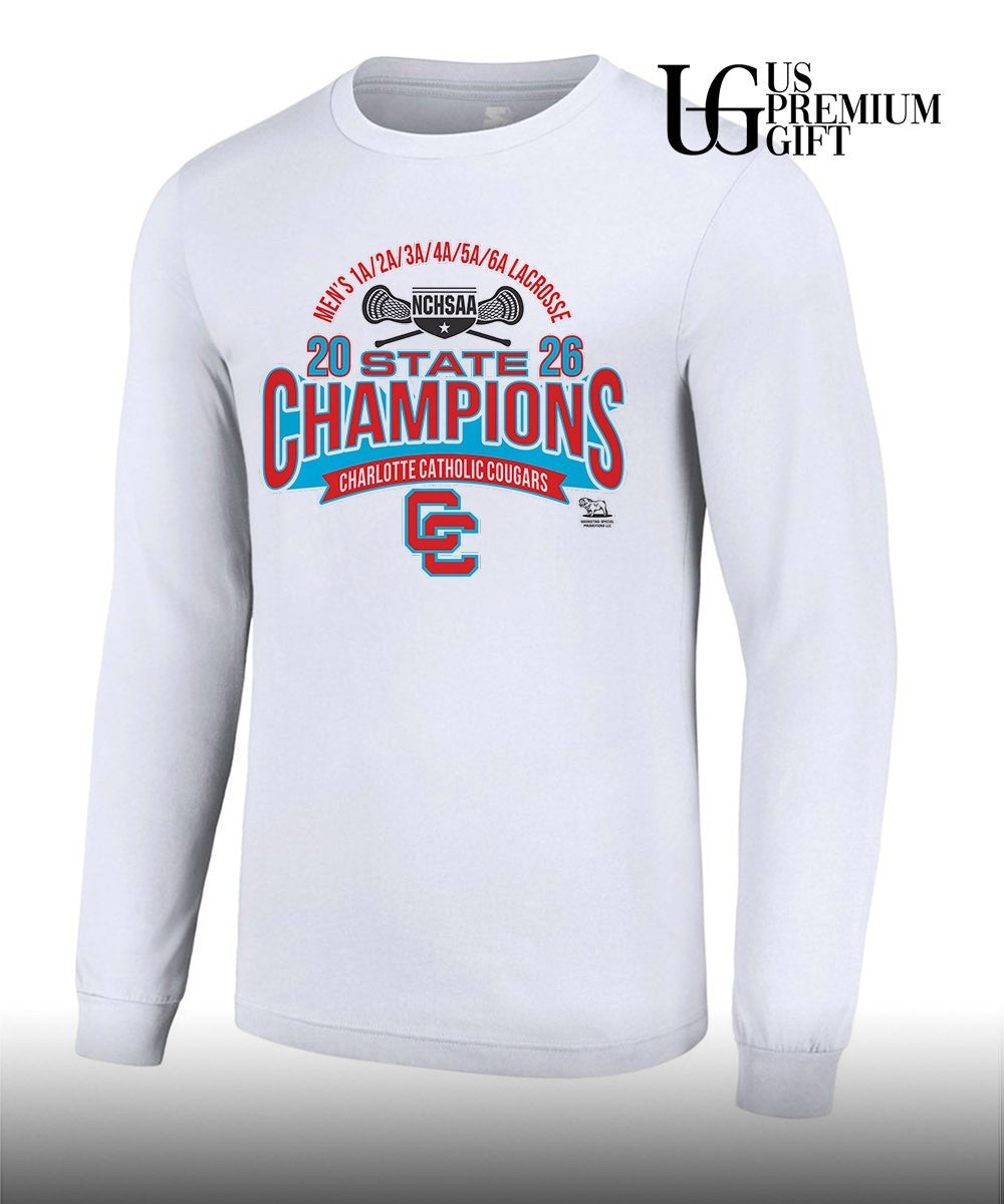 Charlotte Catholic Cougars NCHSAA Men’s 1A to 6A Lacrosse State Championship 2026 shirt